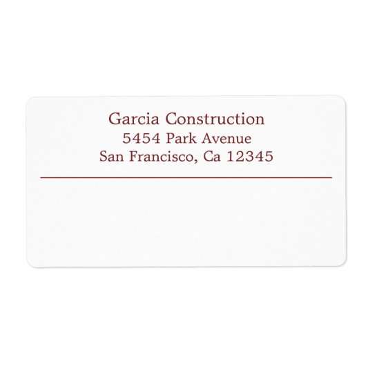 Eenvoudig Bourgondisch Modern Etiket (Voorkant)