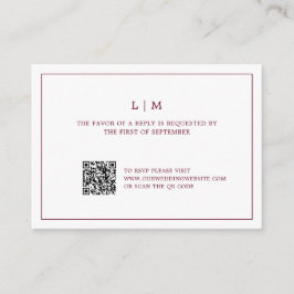 Eenvoudig Bourgondisch Monogram QR Code Elegant Hu Notitiekaartje