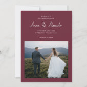 Eenvoudig Bourgondisch Script Fotobruiloft Save The Date (Voorkant)