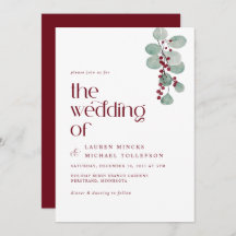 Eenvoudig Bourgundy Vine Winter Wedding Modern