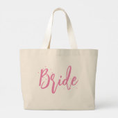 Eenvoudig brideroze kalligrafie grote tote bag (Achterkant)