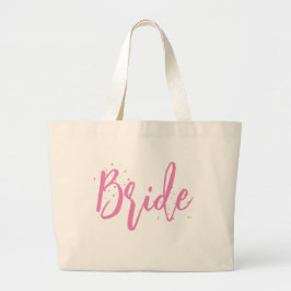 Eenvoudig brideroze kalligrafie grote tote bag