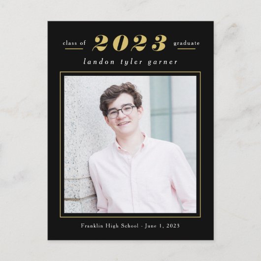 Eenvoudig Briefkaart bewerkbaar kleurenAfstuderen (Voorkant)