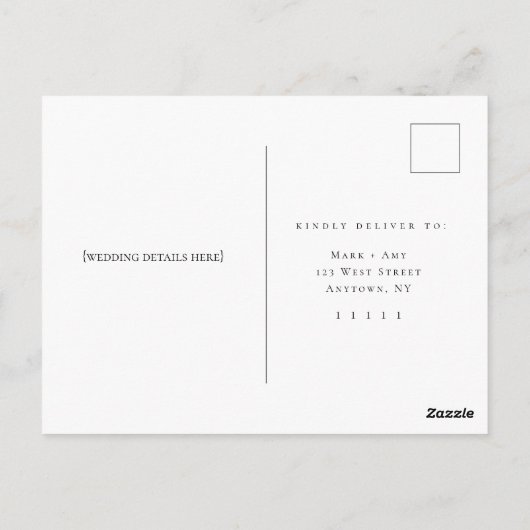 Eenvoudig Briefkaart RSVP-reactiekaart voor bruilo (Achterkant)