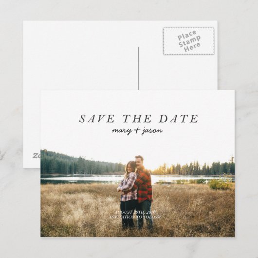 Eenvoudig Briefkaart Save the Date (Voorkant / Achterkant)