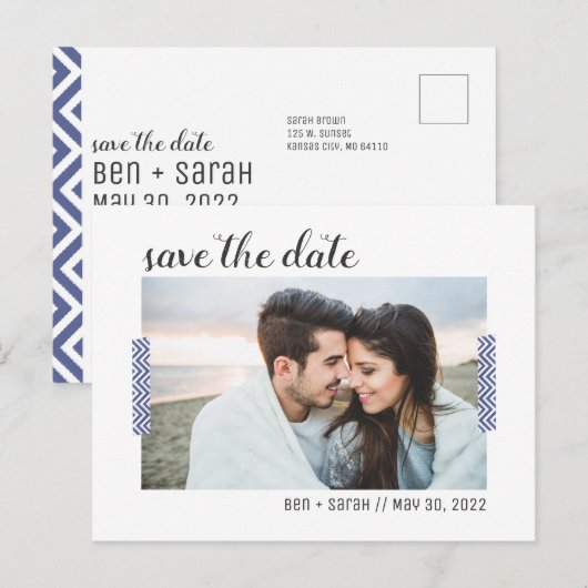Eenvoudig Briefkaart Save the Date (Voorkant / Achterkant)