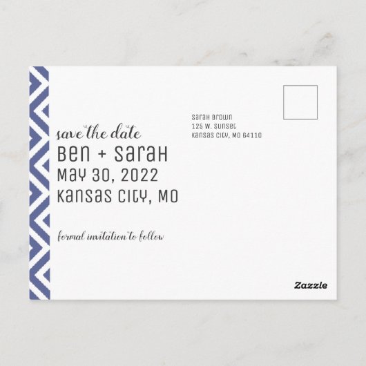 Eenvoudig Briefkaart Save the Date (Achterkant)
