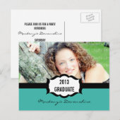 Eenvoudig Briefkaart van de Graduation Party, Turq (Voorkant / Achterkant)