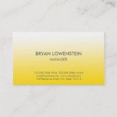 Eenvoudig Bright Geel Ombre Pattern Modern Visitekaartje (Achterkant)