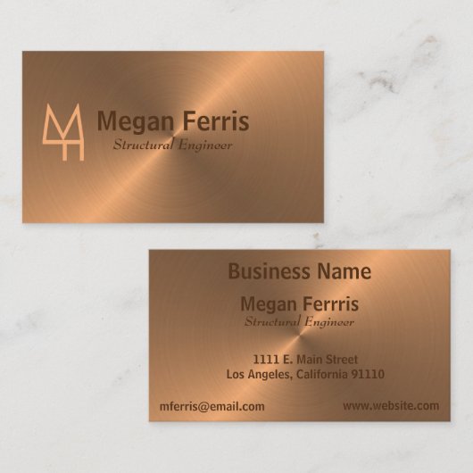 Eenvoudig brons visitekaartje (Voorkant / Achterkant)