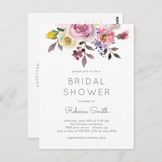 Eenvoudig bruidsdoucheuitnodiging briefkaart (Voorkant / Achterkant)