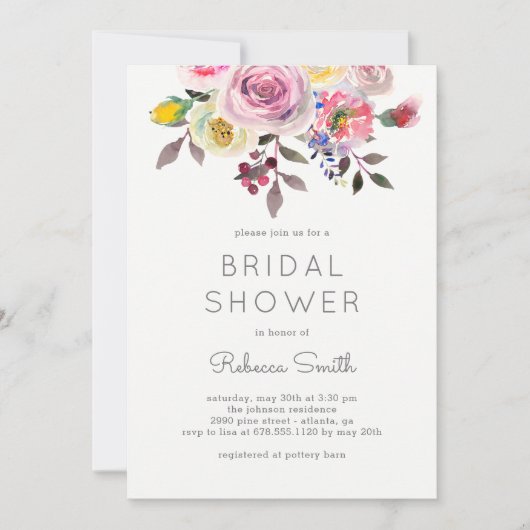 Eenvoudig  bruidsdoucheuitnodiging kaart (Voorkant)