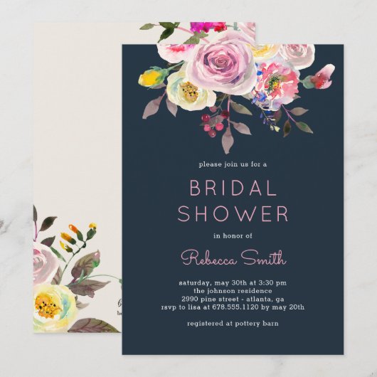 Eenvoudig  bruidsdoucheuitnodiging kaart (Voorkant / Achterkant)