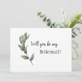 Eenvoudig bruidsmeisje-voorstel met groen kaart (Staand voorkant)