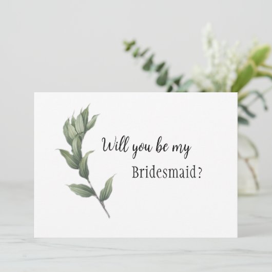 Eenvoudig bruidsmeisje-voorstel met groen kaart (Staand voorkant)