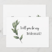 Eenvoudig bruidsmeisje-voorstel met groen kaart (Voorkant / Achterkant)