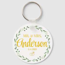 Eenvoudig bruidspaar Aangepaste naam Gouden Ring Sleutelhanger