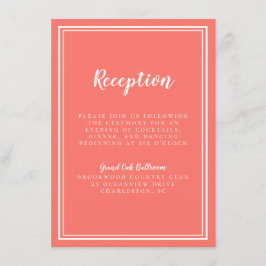 Eenvoudig bruiloft, koraal en wit Lijst Informatiekaartje