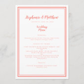 Eenvoudig bruiloft Menu Living Coral-framed Chic (Voorkant)