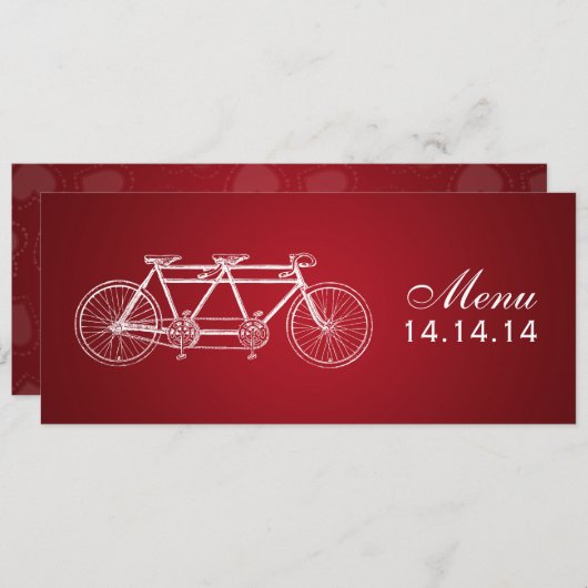 Eenvoudig bruiloft menu Tandem Bike Red (Voorkant / Achterkant)