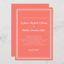 Eenvoudig bruiloft Minimalistisch Chic Coral White