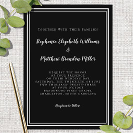 Eenvoudig bruiloft minimalistisch zwart wit kaart