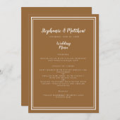 Eenvoudig bruiloft Modern Chic Rustic Brown Dinner Menu (Voorkant / Achterkant)