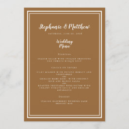 Eenvoudig bruiloft Modern Chic Rustic Brown Dinner Menu