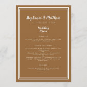 Eenvoudig bruiloft Modern Chic Rustic Brown Dinner Menu (Voorkant)