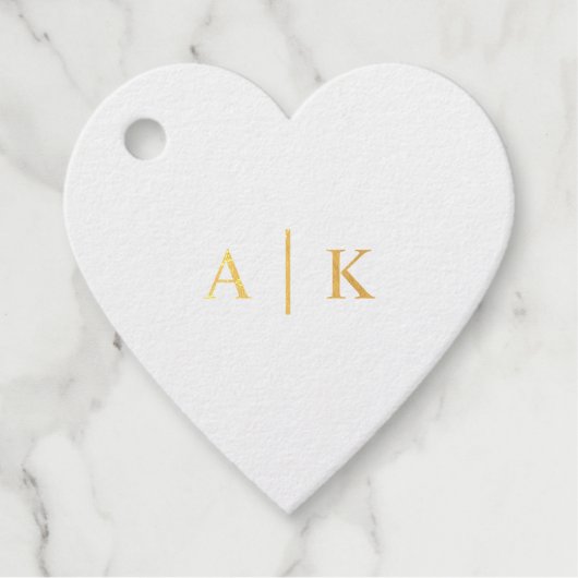 Eenvoudig Bruiloft Monogram Echte Gouden Folie Har Bedankjes Labels (Voorkant)
