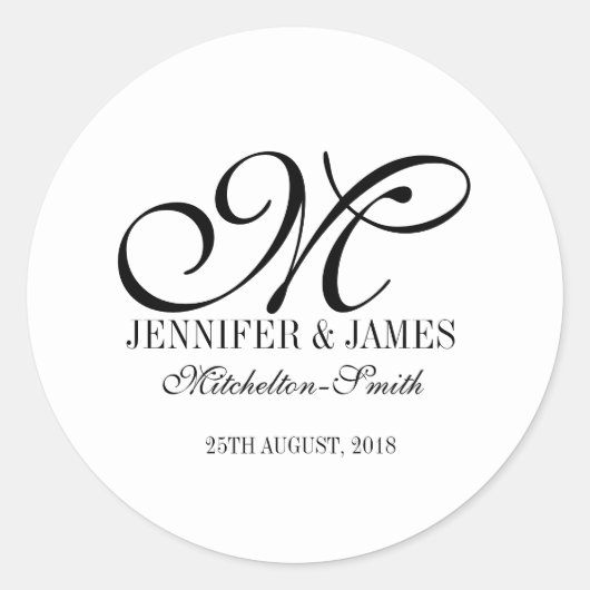 Eenvoudig bruiloft monogram elke kleur sticker gun (Voorkant)