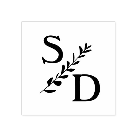 Eenvoudig bruiloft monogram met initialen rubberstempel (Afrduk)