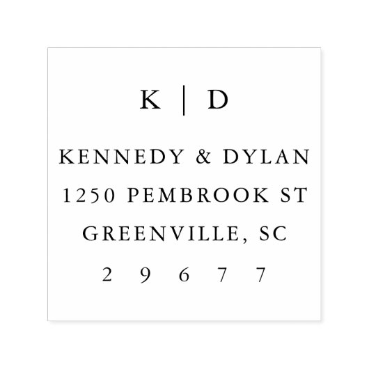 Eenvoudig Bruiloft Monogram Retouradres Zelfinktende Stempel (Design)