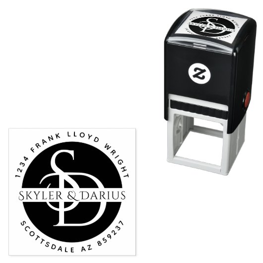 Eenvoudig Bruiloft Monogram Retouradres Zelfinktende Stempel (In situ)