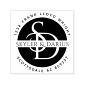 Eenvoudig Bruiloft Monogram Retouradres Zelfinktende Stempel (Design)