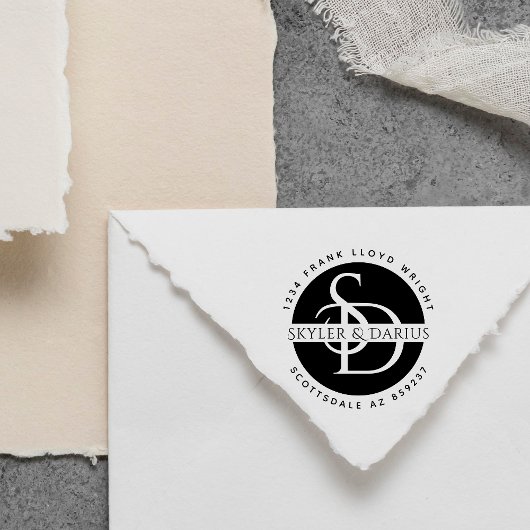 Eenvoudig Bruiloft Monogram Retouradres Zelfinktende Stempel