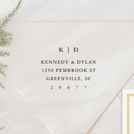 Eenvoudig Bruiloft Monogram Retouradres Zelfinktende Stempel