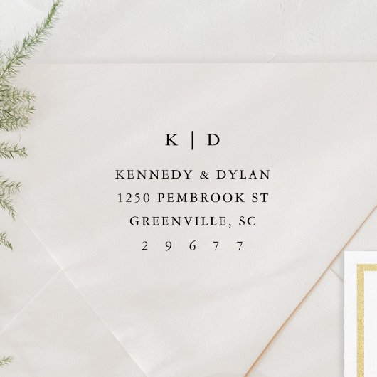 Eenvoudig Bruiloft Monogram Retouradres Zelfinktende Stempel