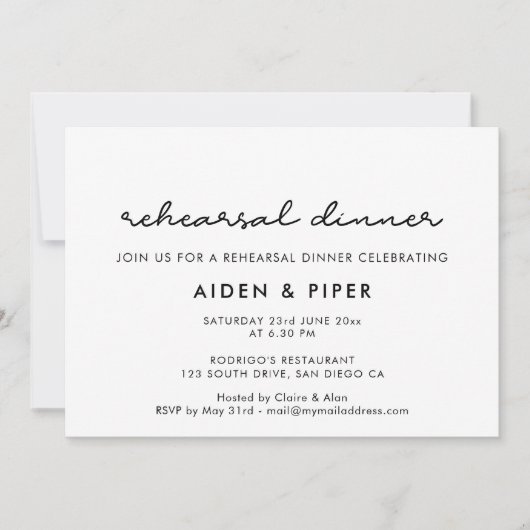 Eenvoudig bruiloft repetitie diner kaart (Voorkant)