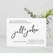 Eenvoudig bruiloft repetitie diner kaart (Staand voorkant)