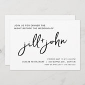 Eenvoudig bruiloft repetitie diner kaart (Voorkant / Achterkant)