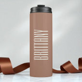 Eenvoudig Bruin Bruidsmeisje Aangepaste Naam Minim Thermosbeker