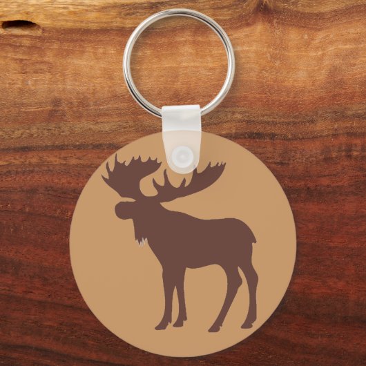 Eenvoudig bruin eland symbool sleutelhanger (Voorkant)