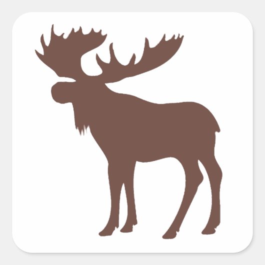 Eenvoudig bruin eland symbool vierkante sticker (Voorkant)
