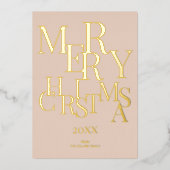 Eenvoudig bruin Elegant Minimalistisch Vrolijk Ker Folie Feestdagenkaart (Voorkant)