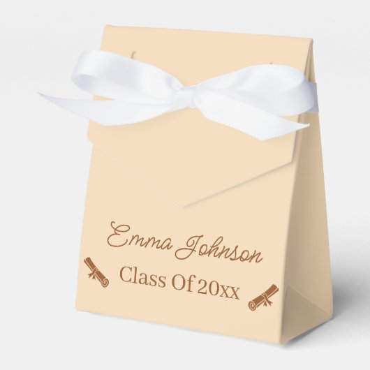 Eenvoudig bruin en beige Gepersonaliseerd Afstuder Bedankdoosjes (Voorkant Zijde)