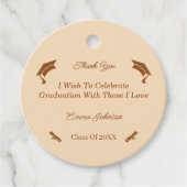 Eenvoudig bruin en beige Gepersonaliseerd Afstuder Bedankjes Labels (Voorkant)