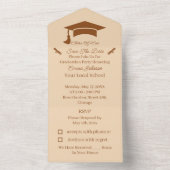 Eenvoudig bruin en beige gepersonaliseerde save th all in one uitnodiging (Binnen)