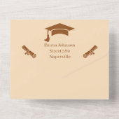 Eenvoudig bruin en beige gepersonaliseerde save th all in one uitnodiging (Achterkant)