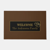 Eenvoudig bruin en goud hart deurmat (Voorkant)